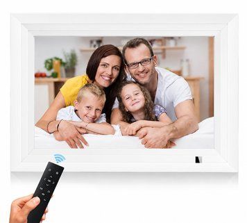 Цифрова фоторамка 10.1" з відтворенням фото музики MP3 MP4 календар годинник USB SD пульт біла 22311 фото
