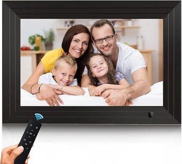 Цифрова фоторамка 10.1" з відтворенням фото музики MP3 MP4 календар годинник USB SD пульт чорна 22310 фото