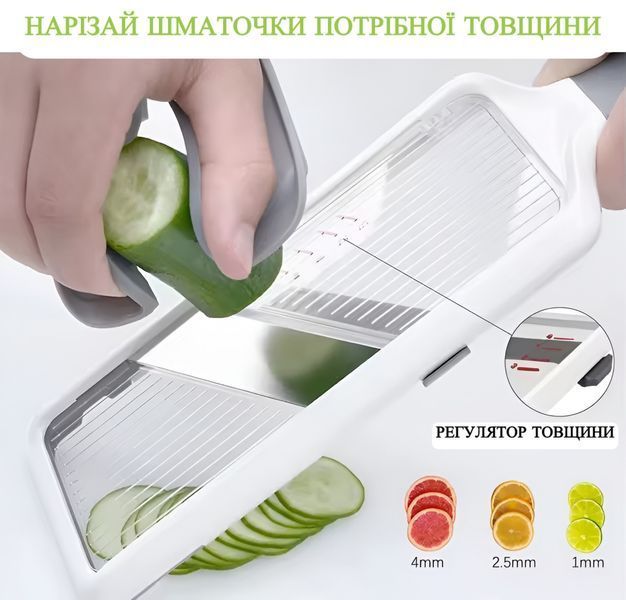 Овощерезка из нержавеющей стали кухонный ручной слайсер LMETJMA регулировка толщины нарезки защитный держатель антискользящее покрытие 22265 фото