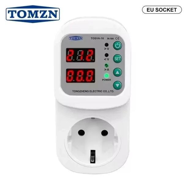Реле напряжения отсекатель в розетку TOMZN 16A устройство для защиты бытовой техники от перепадов напряжения 220В барьер зубр 22275 фото