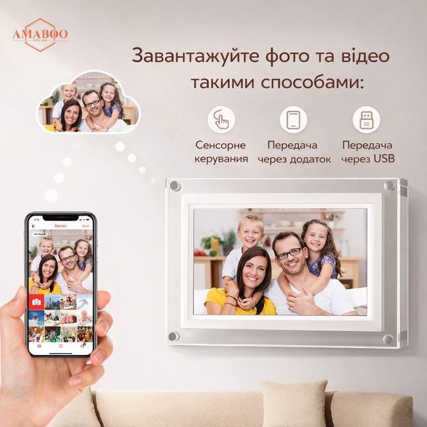 Цифровая рамка акриловая Frameo 10 дюймов 32 ГБ с сенсорным дисплеем прозрачная электронная рамка на подарок Wi-Fi музыка видео 22276 фото