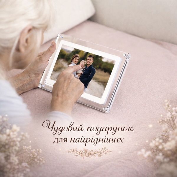 Цифровая рамка акриловая Frameo 10 дюймов 32 ГБ с сенсорным дисплеем прозрачная электронная рамка на подарок Wi-Fi музыка видео 22276 фото