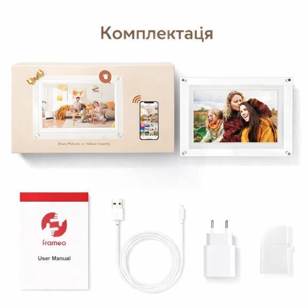Цифровая рамка акриловая Frameo 10 дюймов 32 ГБ с сенсорным дисплеем прозрачная электронная рамка на подарок Wi-Fi музыка видео 22276 фото