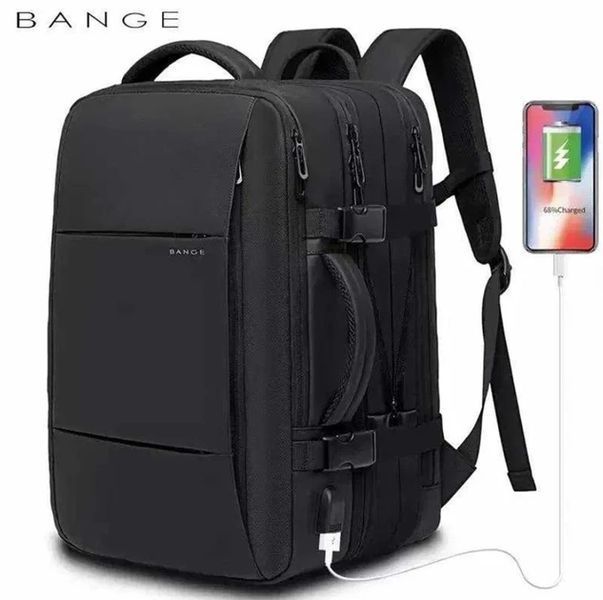 Рюкзак дорожній універсальний Bange на 37 л з портом USB стильний рюкзак для подорожей і бізнесу чорний 22120 фото