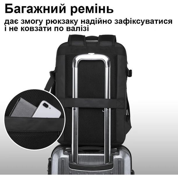 Рюкзак дорожній універсальний Bange на 37 л з портом USB стильний рюкзак для подорожей і бізнесу чорний 22120 фото