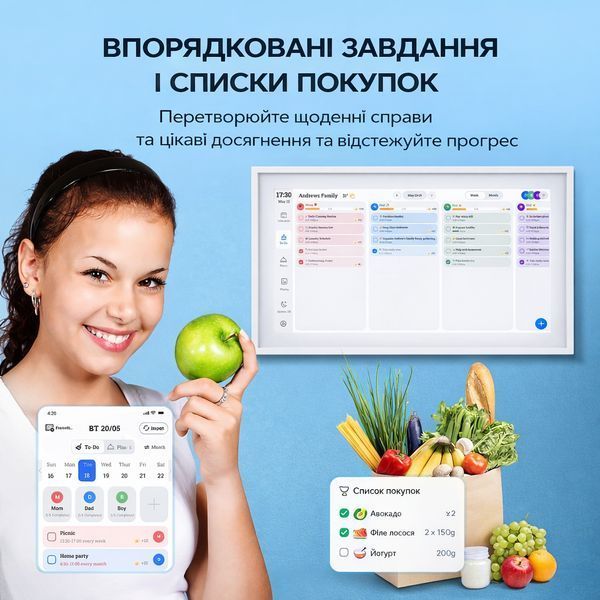 Цифровий календар 15,6&Prime; цифрова фоторамка 32 ГБ Wi-Fi сенсорний Full HD екран розклад справ планувальник завдань 22277 фото