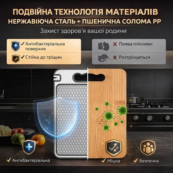 Кухонная доска разделочная из пищевой нержавеющей стали для нарезки мяса овощей металлическая для кухни 36х25см 22281 фото