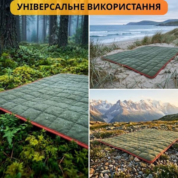 Ковдра туристична ультралегка вологонепроникна плед для кемпінгу походів та подорожей тепле покривало в намет зелена 22282 фото