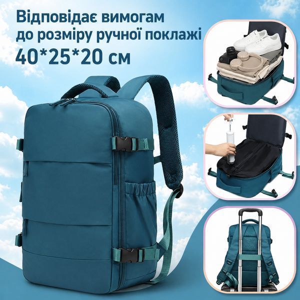 Рюкзак ручная кладь вакуумный 40&times;25&times;20 см с ручным компрессионным насосом для путешествий самолетом в лоукост. 222531 фото