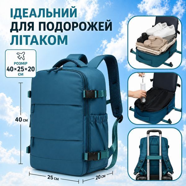 Рюкзак ручная кладь вакуумный 40&times;25&times;20 см с ручным компрессионным насосом для путешествий самолетом в лоукост. 222531 фото