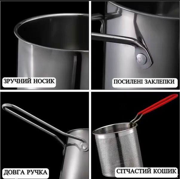 Фритюрница из нержавеющей стали с сетчатой ​​корзинкой мини-кастрюля для фритюра приготовление картофеля фри наггетсов куриные крылышки 22180 фото