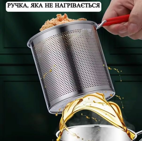 Фритюрница из нержавеющей стали с сетчатой ​​корзинкой мини-кастрюля для фритюра приготовление картофеля фри наггетсов куриные крылышки 22180 фото