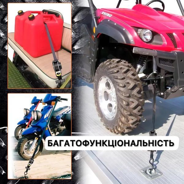 Ремень-стяжка стропа с автоматическим сматыванием с трещоткой универсальная для груза, багажа, авто, мотоцикла, лодки 22156 фото