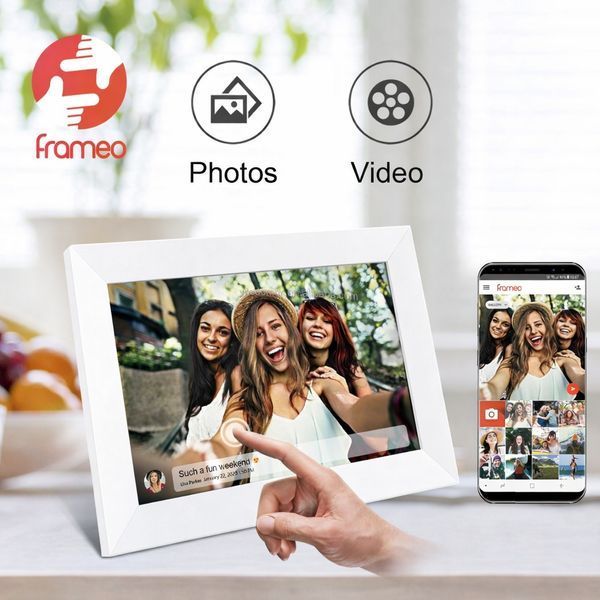 Цифрова фоторамка Frame Frameo 10,1 дюймів 32 ГБ WiFi електронна рамка для фото подарунок FRAMEO з сенсорним дисплеєм біла 22006 фото